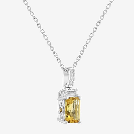 Limited Quantities! Womens Genuine Yellow Citrine Sterling Silver 18 Inch Pendant Necklace