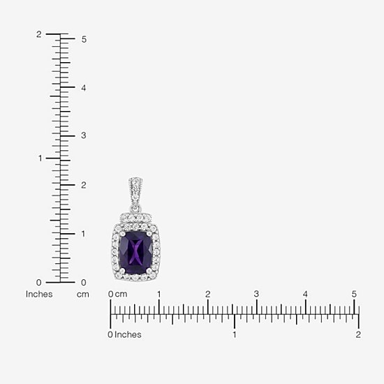 Limited Quantities! Womens Genuine Purple Amethyst Sterling Silver Cushion 18 Inch Pendant Necklace