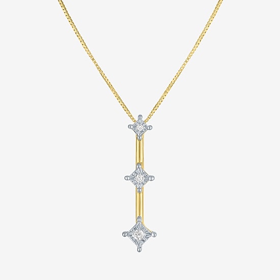G-H / Si2-I1 Womens Diamond Accent Lab Grown White Diamond Accent 10K Gold 18 Inch Pendant Necklace
