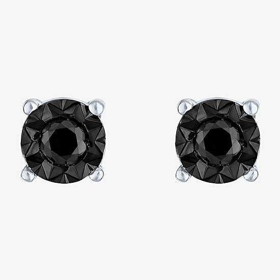 1/4 CT. T.W. Natural Black Diamond Sterling Silver Round Stud Earrings