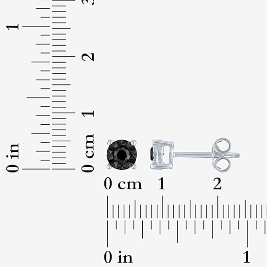1/4 CT. T.W. Natural Black Diamond Sterling Silver Round Stud Earrings