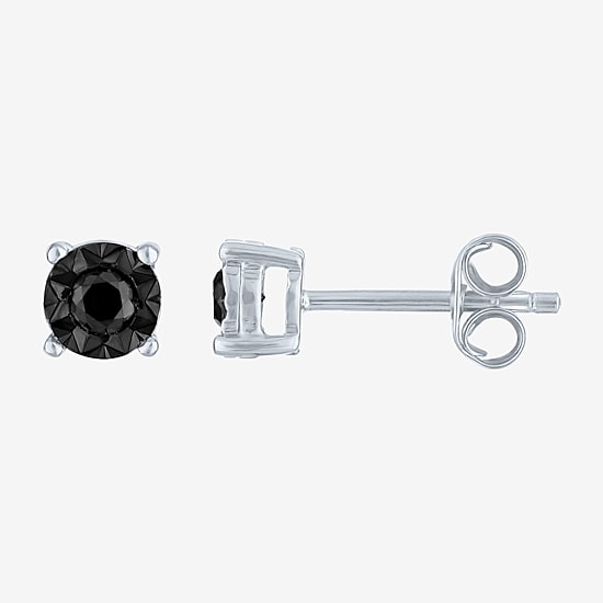 1/4 CT. T.W. Natural Black Diamond Sterling Silver Round Stud Earrings