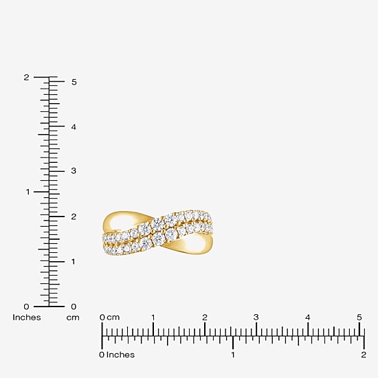 (F, Si2) Womens 1 CT. T.W. Lab Grown White Diamond 14K Gold Over Silver Crossover Cocktail Ring