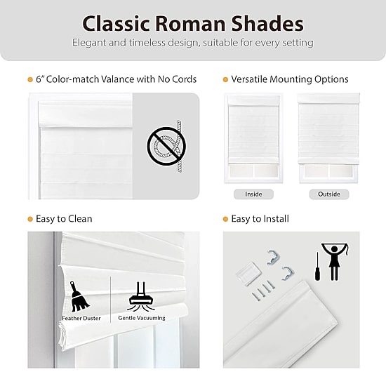 Dover Cordless Room Darkening Roman Shade