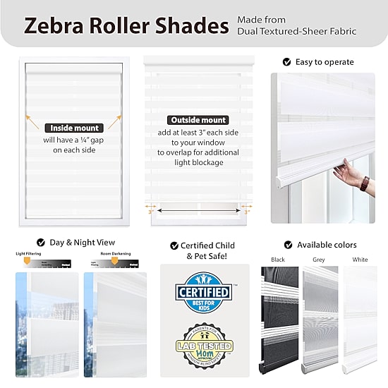 Dover Day & Night Energy Saving Cordless Light-Filtering Roller Shade