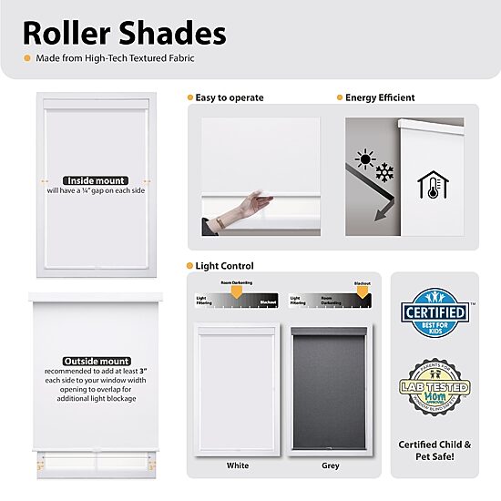Dover Easy Rise Energy Saving Cordless Blackout Roller Shade