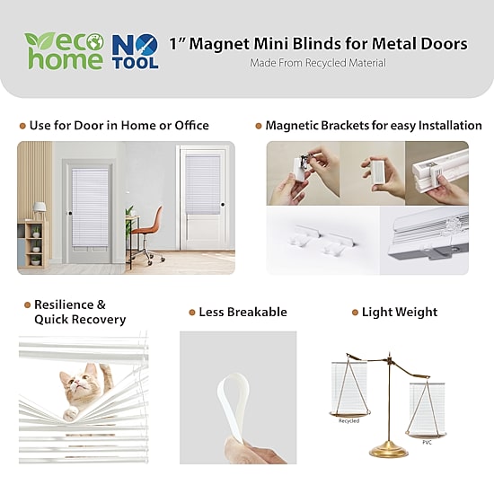 Eco Estates Magnetic 1" Room Darkening Cordless Mini Blind