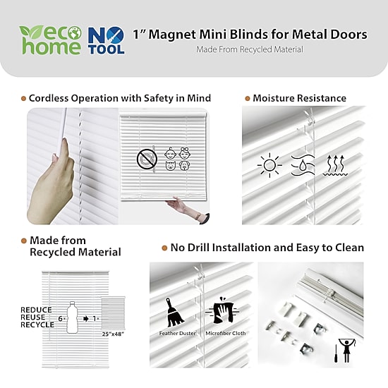 Eco Estates Magnetic 1" Room Darkening Cordless Mini Blind