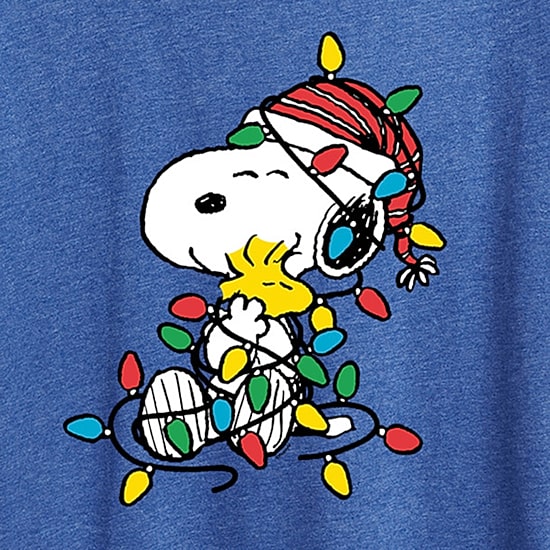 Snoopy Woodstock Christmas Womens Round Neck Short Sleeve Regular Fit Snoopy Graphic T-Shirt