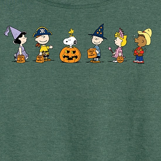 Peanuts Halloween Trick Or Treat Costumes Womens Round Neck Long Sleeve Regular Fit Peanuts Graphic T-Shirt