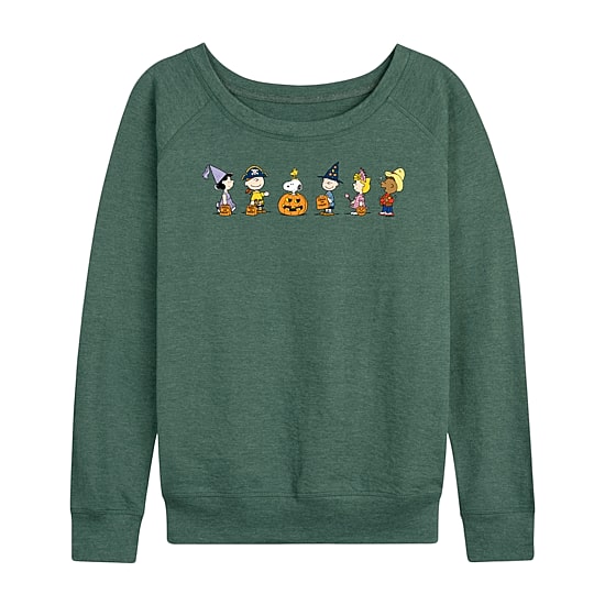 Peanuts Halloween Trick Or Treat Costumes Womens Round Neck Long Sleeve Regular Fit Peanuts Graphic T-Shirt