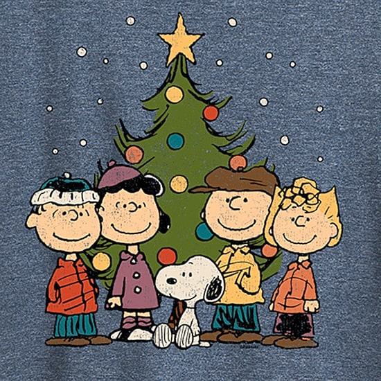 Christmas Group Womens Crew Neck Short Sleeve Regular Fit Peanuts Graphic T-Shirt