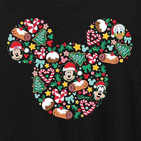Disney Mickey Silhouette Christmas Womens Crew Neck Short Sleeve Regular Fit Mickey and Friends Graphic T-Shirt