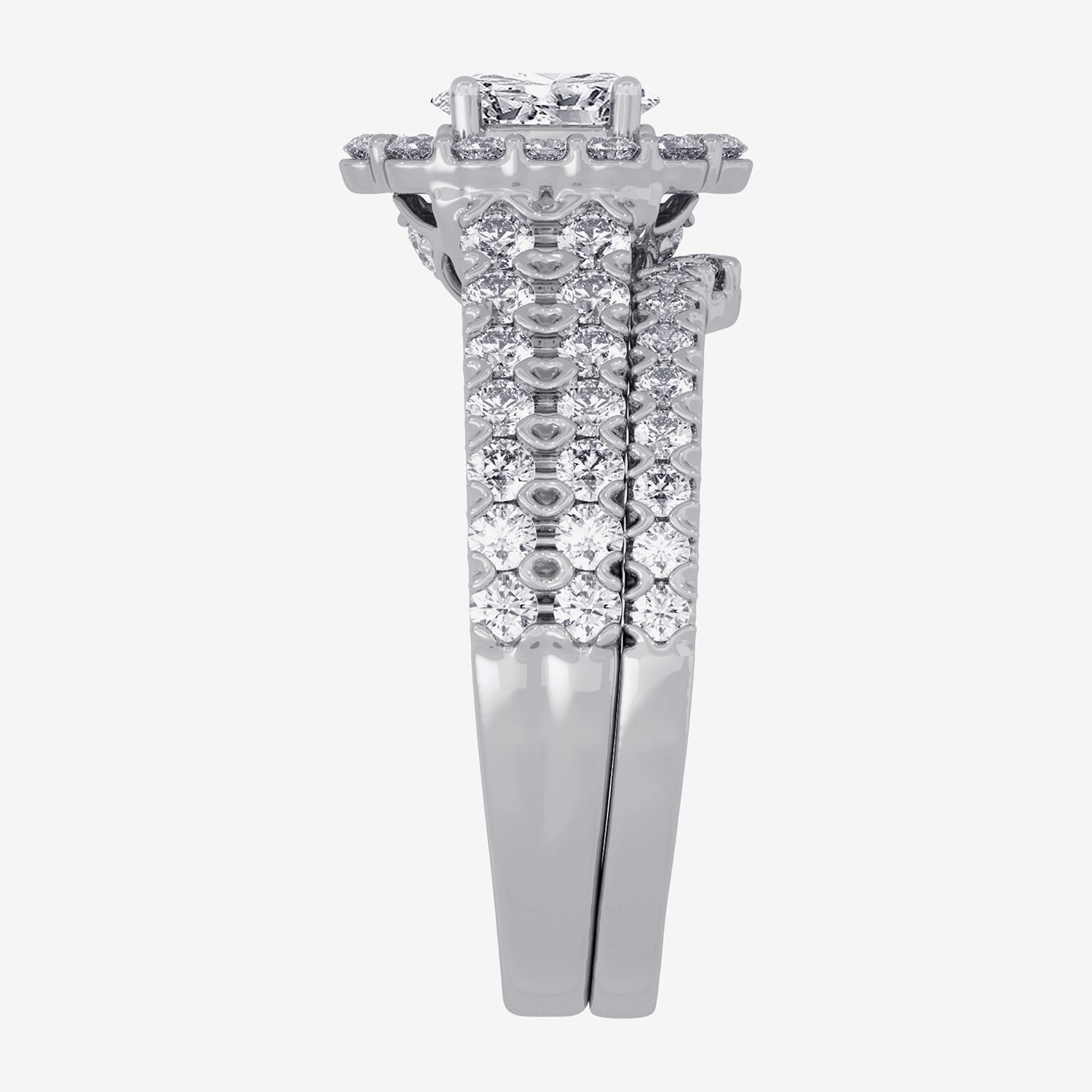 Signature By Modern Bride (H-I / Si1-Si2) Womens 1 1/ CT. T.W. Lab Grown White Diamond 10K Gold Oval Side Stone Halo Bridal Set