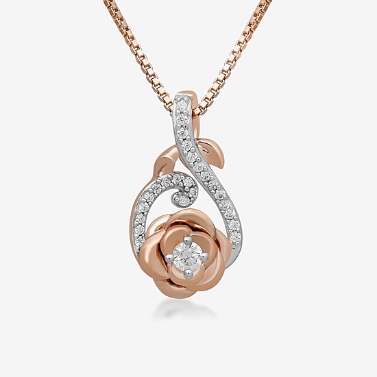 Womens 1/10 CT. T.W. Natural White Diamond 14K Rose Gold Over Silver Sterling Silver Flower Infinity 18 Inch Pendant Necklace