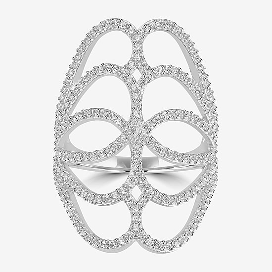 Diamonart Womens Cubic Zirconia Sterling Silver Cocktail Ring