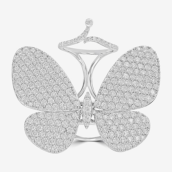 Diamonart Womens Cubic Zirconia Sterling Silver Butterfly Cocktail Ring