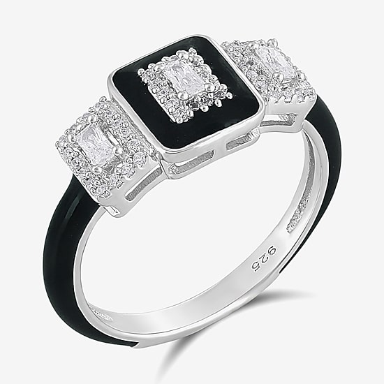 Diamonart Womens Cubic Zirconia Sterling Silver Cocktail Ring