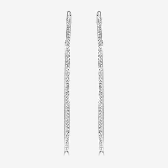Diamonart Womens Cubic Zirconia Sterling Silver 45mm Curved Hoop Earrings