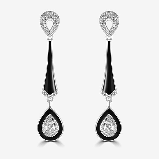 Diamonart Womens Cubic Zirconia Sterling Silver Pear Drop Earrings