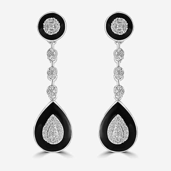 Diamonart Womens Cubic Zirconia Sterling Silver Pear Drop Earrings