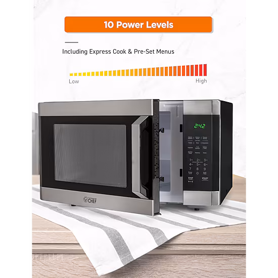 COMMERCIAL CHEF 1.6 Cu. Ft. Countertop Microwave with Touch Controls & 10 Power Levels
