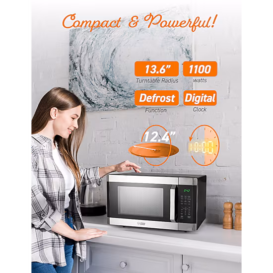 COMMERCIAL CHEF 1.6 Cu. Ft. Countertop Microwave with Touch Controls & 10 Power Levels