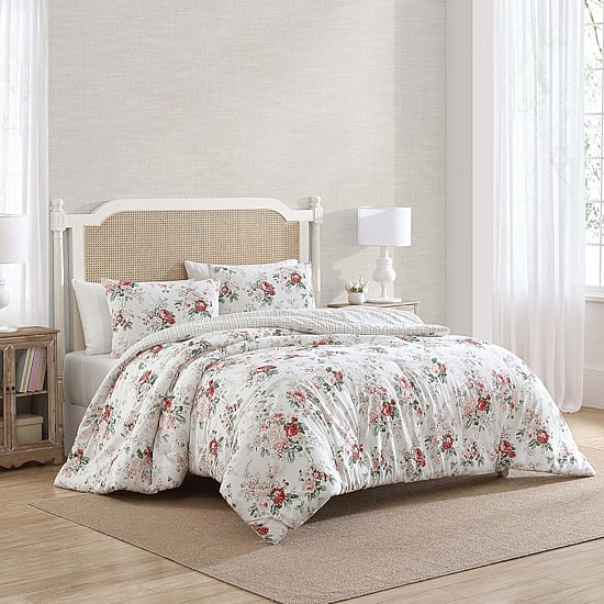 Laura Ashley Ashfield Cotton Flannel Midweight Reversible Comforter Set