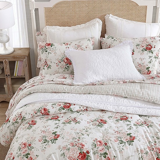Laura Ashley Ashfield Cotton Flannel Midweight Reversible Comforter Set