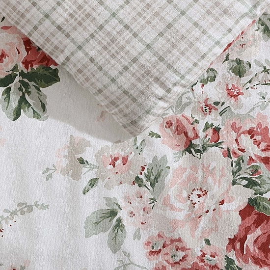 Laura Ashley Ashfield Cotton Flannel Midweight Reversible Comforter Set