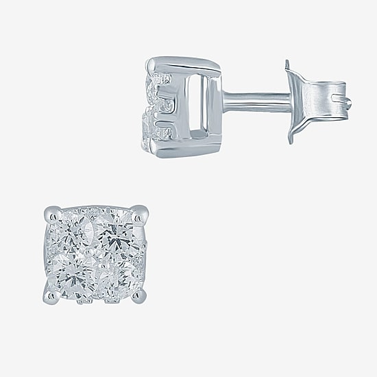 1/2 CT. T.W. Natural White Diamond Sterling Silver 5.1mm Stud Earrings