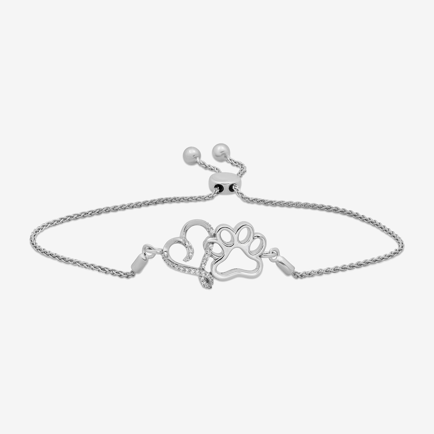Hallmark Diamonds Womens 1/10 CT. T.W. Natural White Diamond Sterling Silver Bolo Bracelet