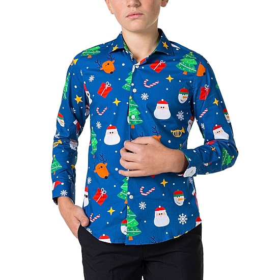Opposuits Christmas Big Kid Boys Spread Collar Long Sleeve Dress Shirt