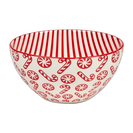 Certified International Peppermint Candy 6-pc. Porcelain Ice Cream Bowl