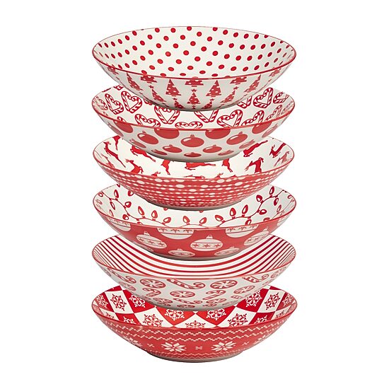 Certified International Peppermint Candy 6-pc. Porcelain Soup Bowl