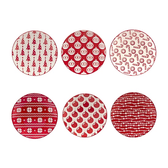 Certified International Peppermint Candy 6-pc. Porcelain Appetizer Plate