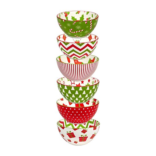 Certified International Holiday Fun 6-pc. Porcelain Ice Cream Bowl