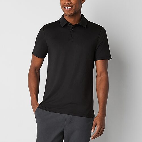 Stylus Mens Regular Fit Short Sleeve Supersoft Essential Polo Shirt, Small, Black