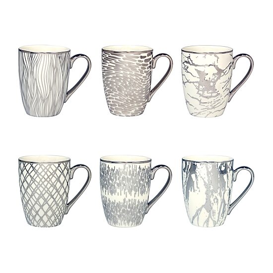 Certified International Matrix Silver 6-pc. Abstract Coffee Mug