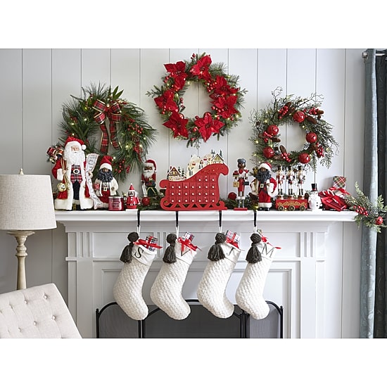 North Pole Trading Co. Ivory Knit Monogram Christmas Stocking