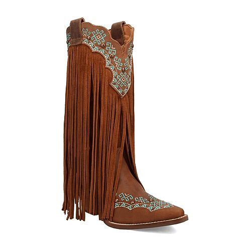 Dingo Womens Tequila Sunrise Suede Stacked Heel Cowboy Boots, 10 Medium, Brown