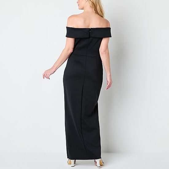 Atelier Danielle Womens Straight Neck Sleeveless Off the Shoulder Evening Gown