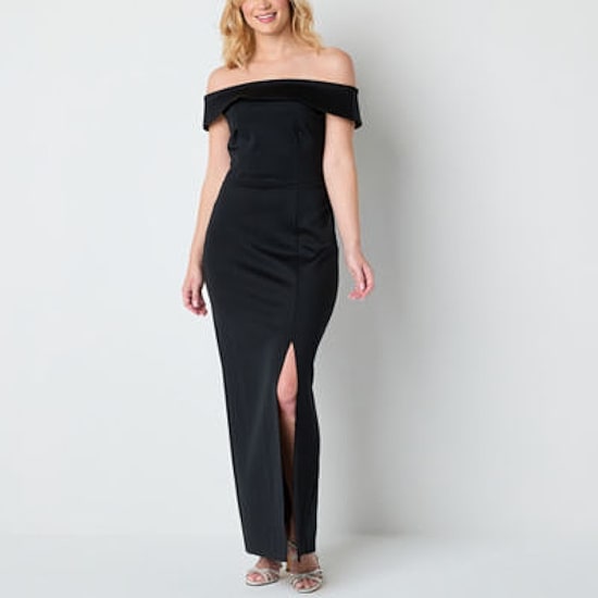 Atelier Danielle Womens Straight Neck Sleeveless Off the Shoulder Evening Gown