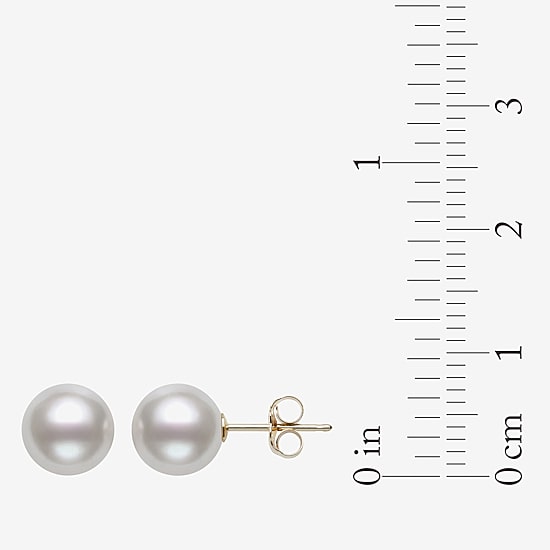 White Cultured Freshwater Pearl 10K Gold Stud Earrings