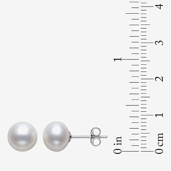 White Cultured Freshwater Pearl Sterling Silver Stud Earrings