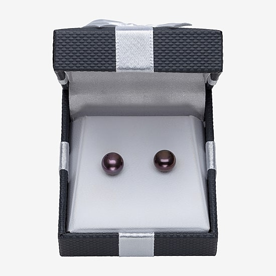 Dyed Black Cultured Freshwater Pearl Sterling Silver Stud Earrings