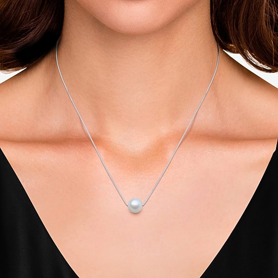 Womens White Cultured Freshwater Pearl Sterling Silver 18 Inch Pendant Necklace