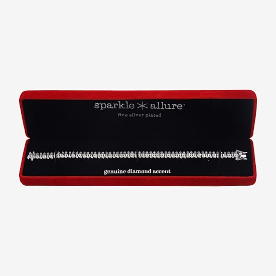 Sparkle Allure Womens Natural White Diamond Accent Pure Silver Over Bronze 7.25 Inch Tennis Bracelet