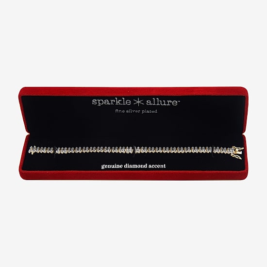 Sparkle Allure Womens Natural White Diamond Accent 7.25 Inch Tennis Bracelet