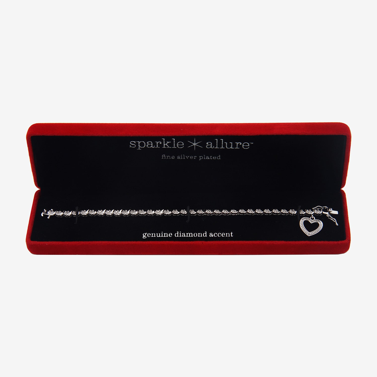 Sparkle Allure Womens Natural White Diamond Accent Pure Silver Over Bronze Heart Inch Tennis Bracelet
